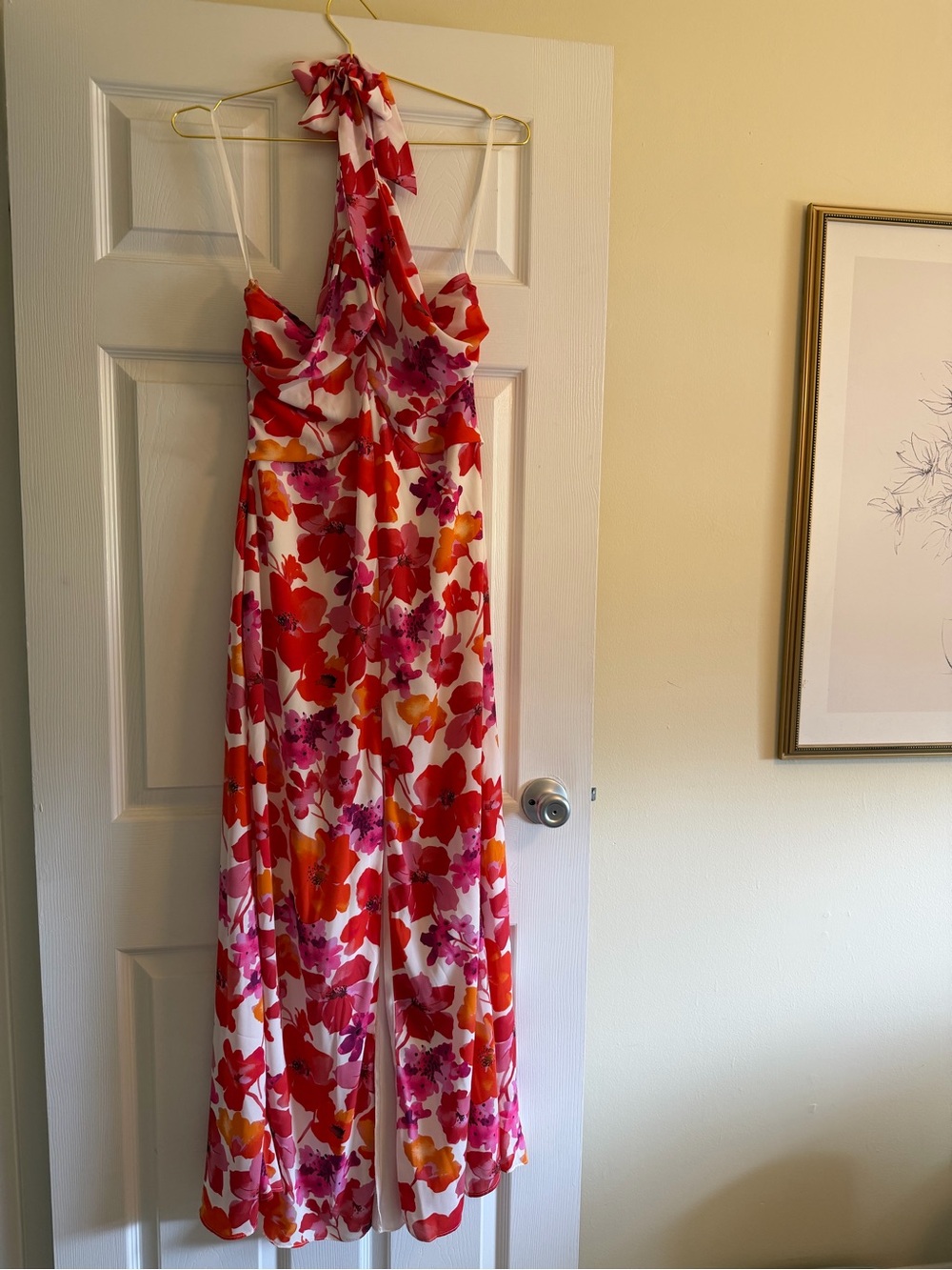 Premier Pink & Red Floral Halter One-Piece